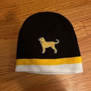 The Black Dog Bruins Black and White Beanie with Gold Logo